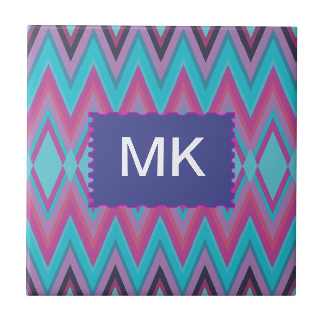 Lila und Aqua-Stämme Fliese (Vorderseite)