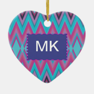 Lila und Aqua-Stämme Keramikornament