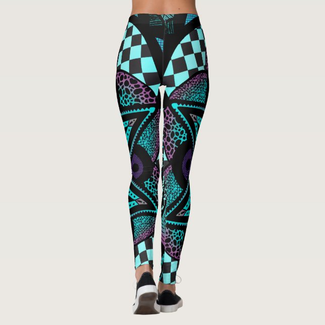 Lila und Aquamarin Ombré Mandala Blume Yoga Leggin Leggings (Rückseite)