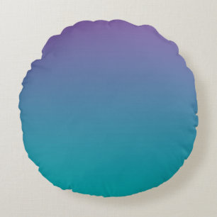 Lila und Aquamarin Rundes Kissen