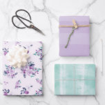 Lila und Aquamarine Aquarellblumen und feine Strei Geschenkpapier Set<br><div class="desc">Lila Aquamarin & Mint Grüne Wasserfarbe Blüten und feine Streifen Geschenkblätter für Babyduschen,  Hochzeiten,  Geburtstage und alle Ihre Besondere Anlässe! Eine Sammlung von Coordinating trendy und chic Blume und Aquarelltexturen Umhüllungspapiere. ~ Karo mein Shop zu sehen,  die gesamte Suite für dieses Design!</div>