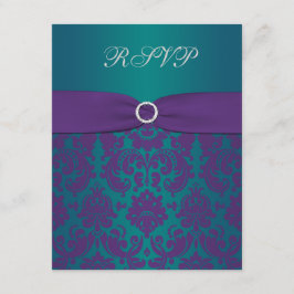 Lila und Aquamarine Damask-RSVP-Karte RSVP Karte