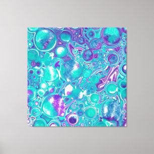 Lila und Aquamarine Fluid Art Marmor wie Blasen Leinwanddruck