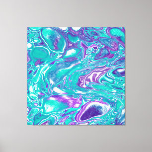 Lila und Aquamarine Fluid Art Marmor wie Blasen Leinwanddruck