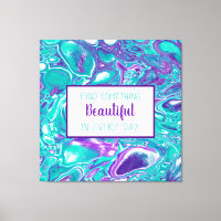 Lila und Aquamarine Fluid Art Marmor wie Zitat