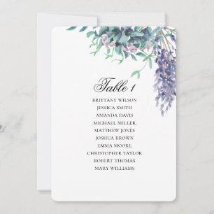 Lila und aquamarine Sitzordnung. Hochzeitsplan Einladung