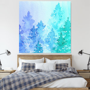 Lila und Aquamarine Wasserfarben Leinwanddruck