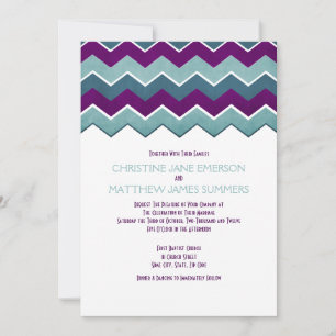 Lila und Aquamarine Zig Zag Hochzeit Einladungen