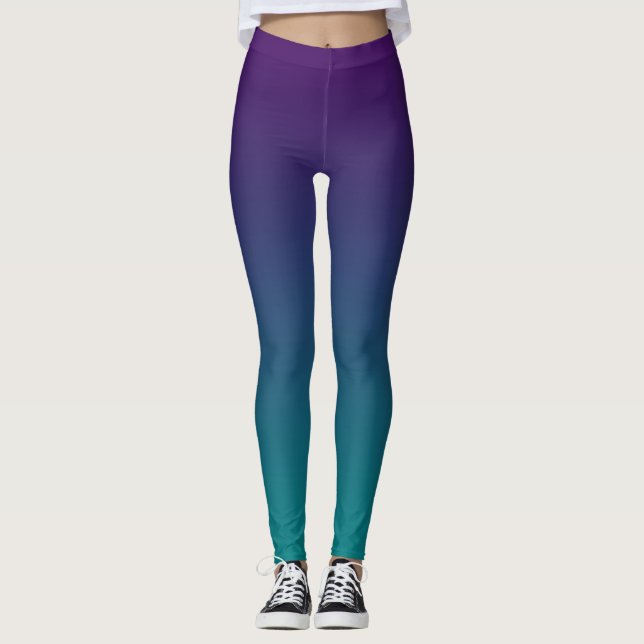 Lila und Aquamariner Ombre Leggings (Vorderseite)