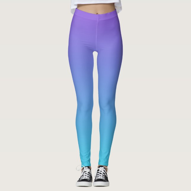 Lila und aquamarines blaues Ombre Leggings (Vorderseite)