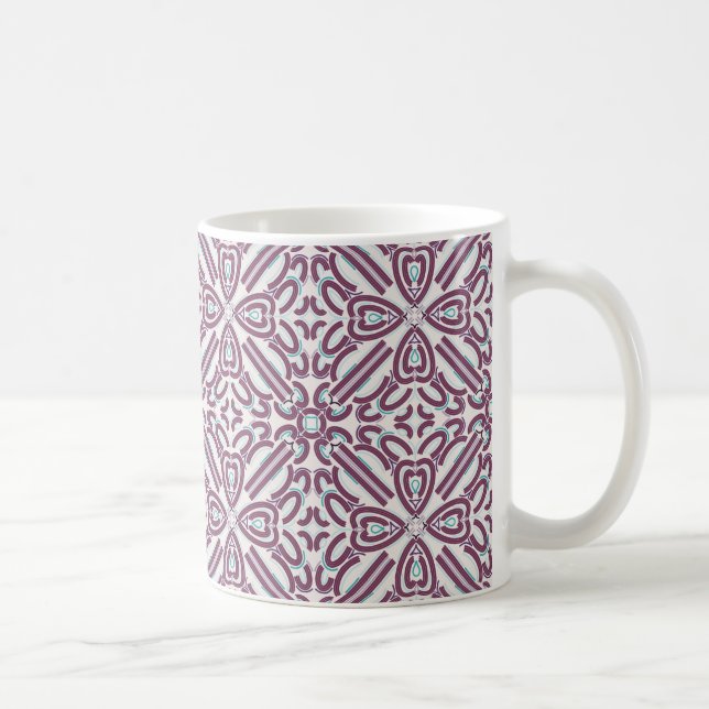 Lila und Aquamarines Muster Kaffeetasse (Rechts)