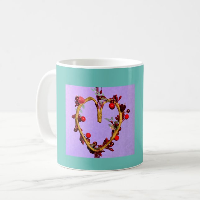 Lila und Aquamarines Muttertagsherz Kaffeetasse (Vorderseite Links)
