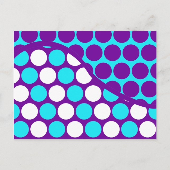 Lila und Aquamarines Polka Dot Wave Muster Postkarte (Vorderseite)