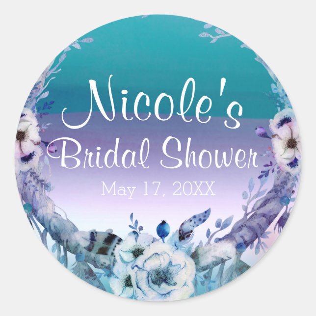 Lila und Aquamarines Traumhaus Boho Chic Gastgesch Runder Aufkleber (Vorderseite)