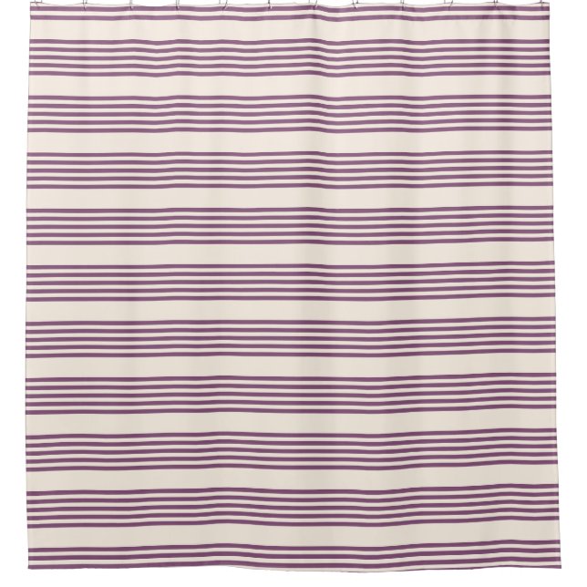 Lila und beige Streifen Duschvorhang (Vorderseite)