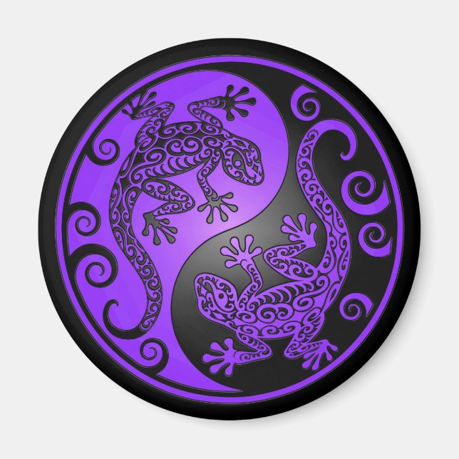 Lila und Black Yin Yang Geckos Magnet (Vorne)