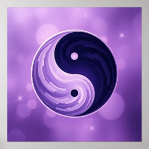 Lila und Black Yin Yang-Symbol Poster