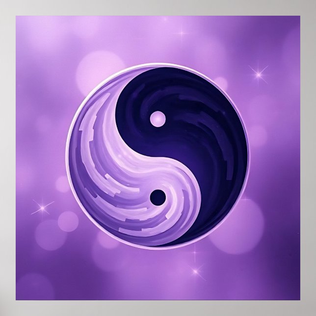 Lila und Black Yin Yang-Symbol Poster (Vorne)