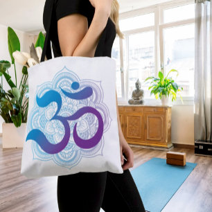 Lila und blau Om Symbol Mandala Blume Weiß
