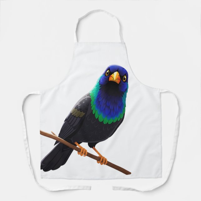 Lila und Blau schillernder Vogel  Schürze (Vorderseite)