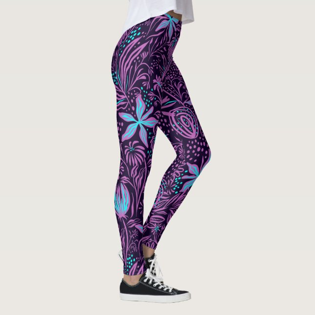 Lila und blaue Abstrakte Leggings (Rechts)