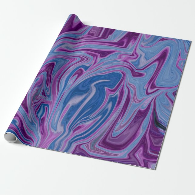Lila und blaue abstrakte Malerei Geschenkpapier (Ungerollt)