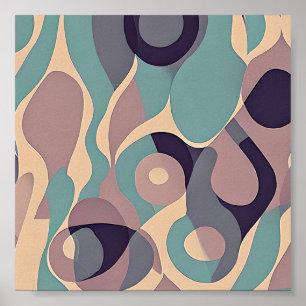 Lila und blaue abstrakte Wellen Poster