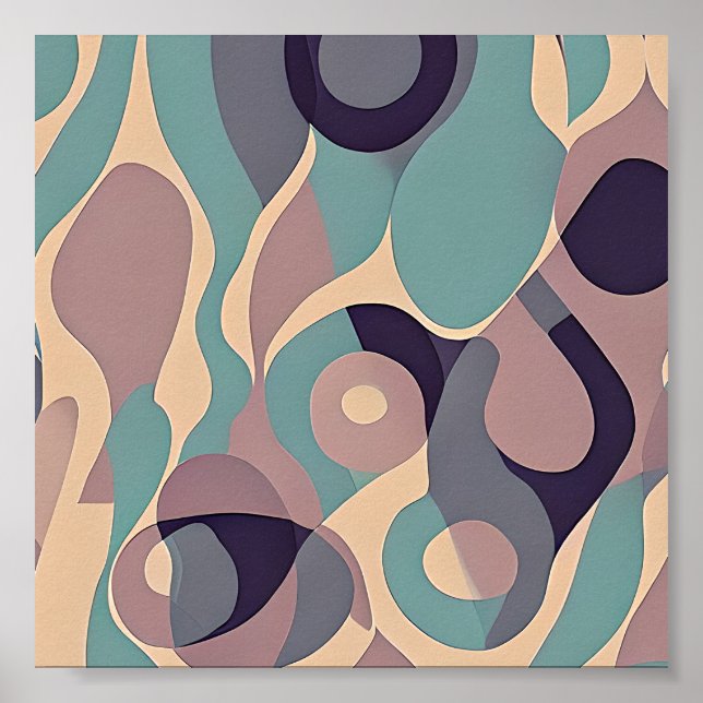 Lila und blaue abstrakte Wellen Poster (Vorne)