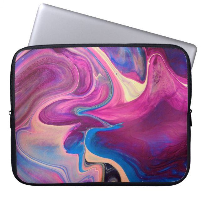 Lila und blaue Acrylmalerei Laptopschutzhülle (Vorderseite)