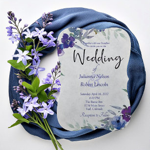 Lila und blaue Aquarell-Hochzeitseinladung Einladung
