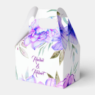 Lila und blaue Aquarellfarben-Blume Blumenhochzeit Geschenkschachtel