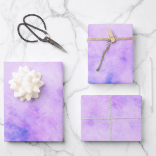 Lila und blaue Aquarellgalaxie Geschenkpapier Set