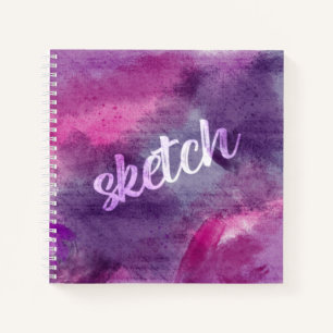 Lila und blaue Aquarellwaschliste Notizbuch
