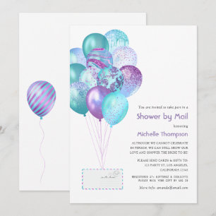 Lila und blaue Babyparty oder Brautparty per Post Einladung