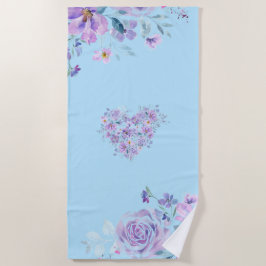 Lila und blaue Blume Cluster Strandtuch
