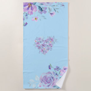Lila und blaue Blume Cluster Strandtuch