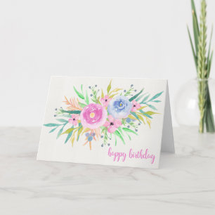 Lila und blaue Blume Geburtstagskarte Karte