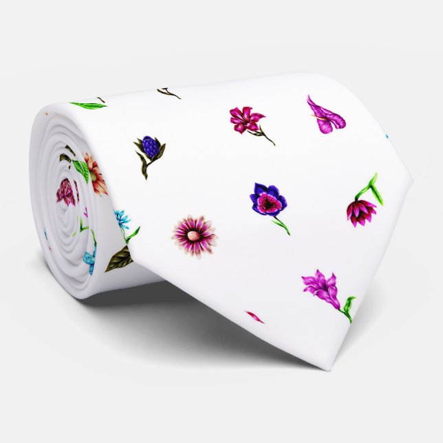 Lila und blaue Blume Print, moderne Blumendrucke Krawatte (Gerollt)