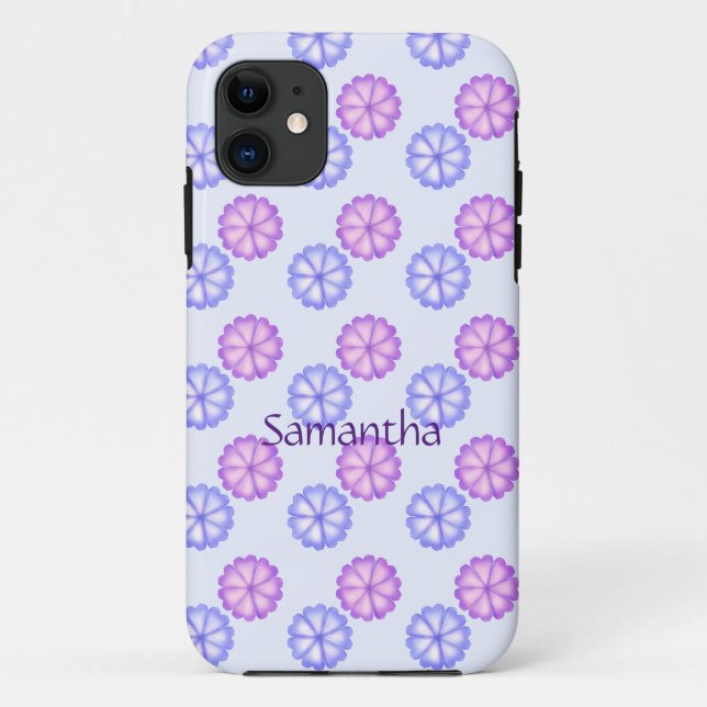 Lila und blaue Blumen Case-Mate iPhone Hülle (Rückseite)