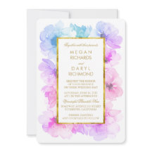 Lila und blaue Blumen-Goldrahmen-Hochzeit