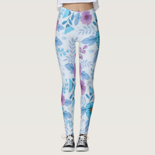 Lila und blaue Blumen Leggings