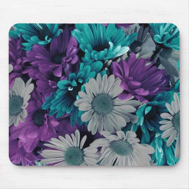 Lila und blaue Blumen Mousepad (Vorne)