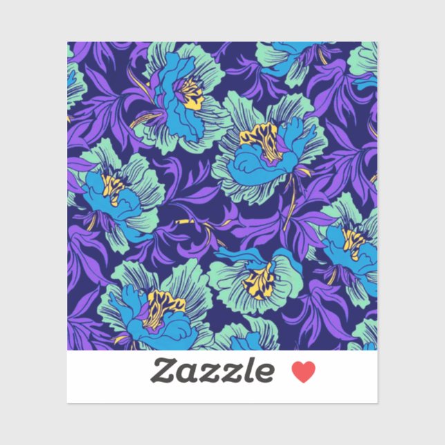 Lila und blaue Blumen William Morris Aufkleber (Blatt)