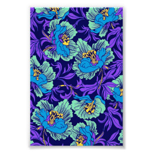 Lila und blaue Blumen William Morris Fotodruck