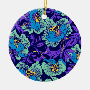 Lila und blaue Blumen William Morris Keramik Ornament
