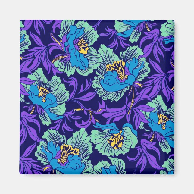 Lila und blaue Blumen William Morris Magnet (Vorne)