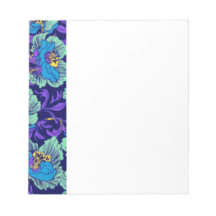 Lila und blaue Blumen William Morris Notizblock