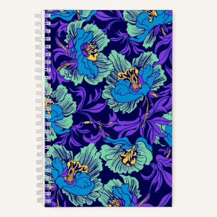 Lila und blaue Blumen William Morris Notizbuch