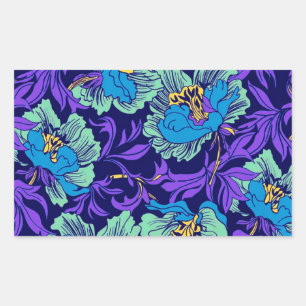 Lila und blaue Blumen William Morris Rechteckiger Aufkleber