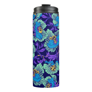 Lila und blaue Blumen William Morris Thermosbecher